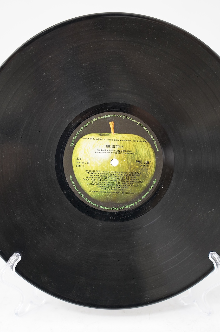 The Beatles; The Beatles (The White Album) double LP record album, No.0026851, on Apple PMC 7067, XEX 709-1, top loading cover with black inner sleeves. Condition - fair, some wear to sleeves and visible scratches to the